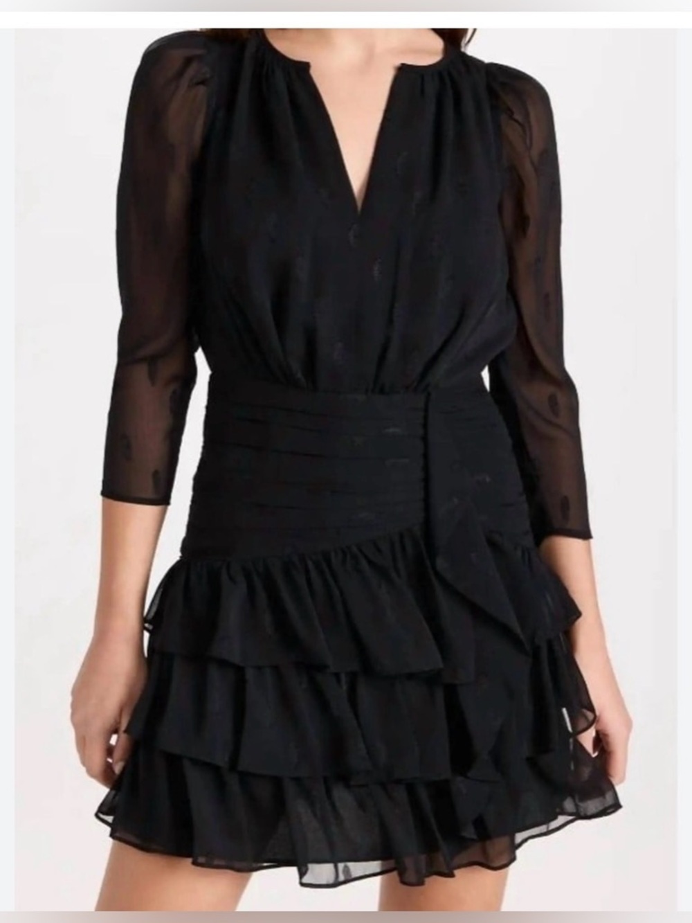 Shoshanna Black Tiered Ruffle Mini Dress